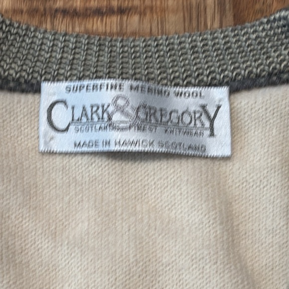 Vtg Clark Gregory Gold Sweater Banded Beige  Long Sleeve Mens Large V-neck (3) - Picture 2 of 5